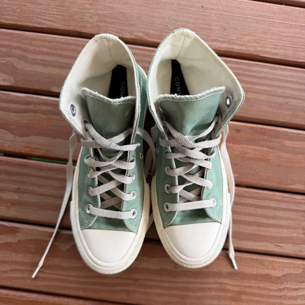 Converse Chuck Taylor All Star Lift Hi Sage Green Platform Sneakers Womens 6 - Picture 3 of 9